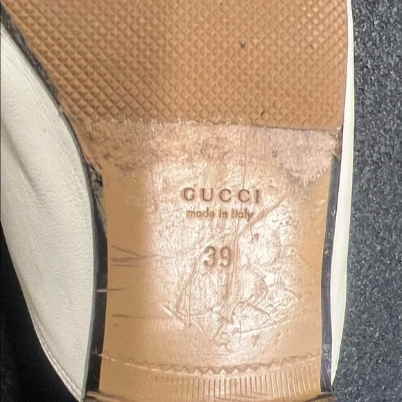 Gucci Cream Leather Horsebit Slip-On Mules - Picture 5 of 6